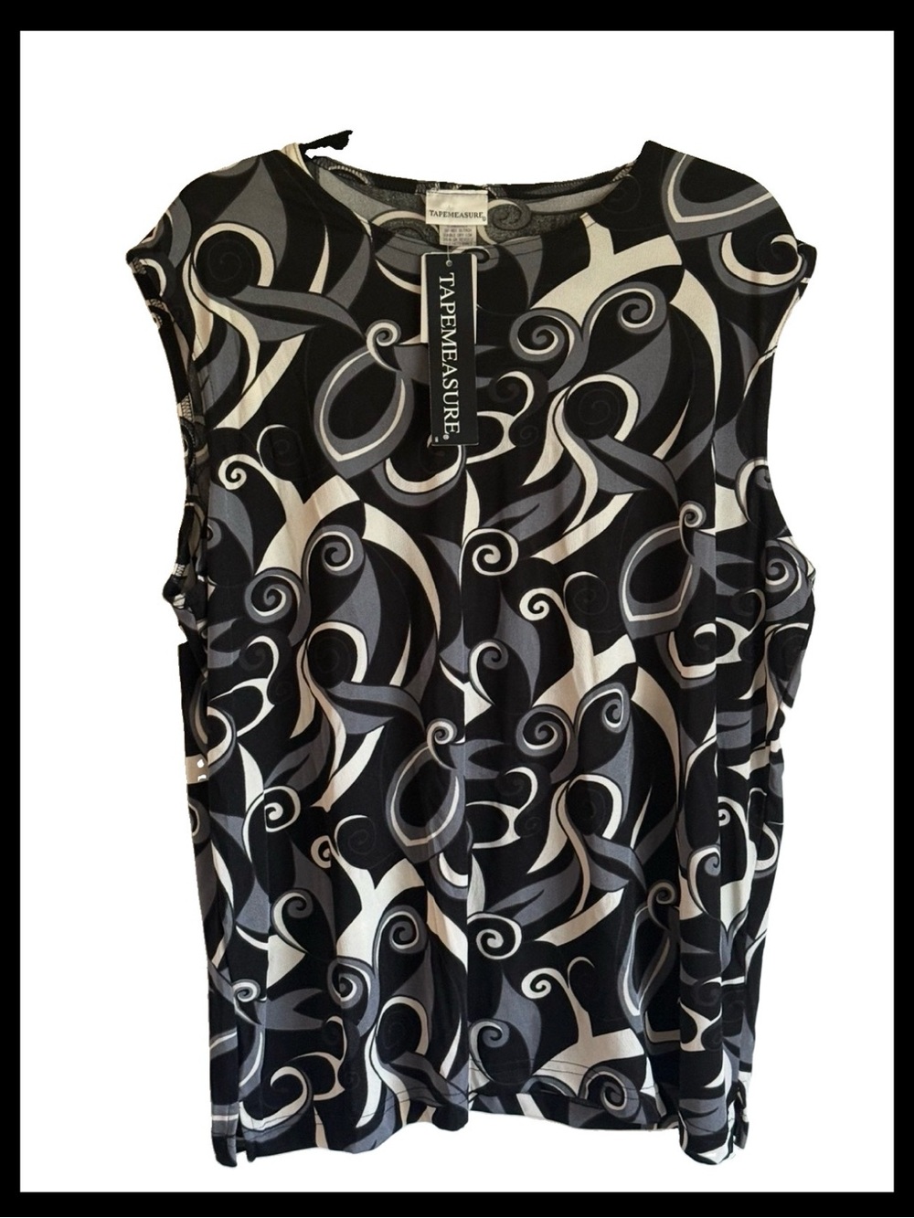 Vintage Tape Measure 3X NWT Swirl Print Y2K Plus Size Top